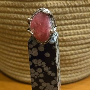Sterling Silver with Intricate Ring and Oval Stone